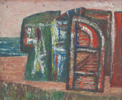 Strandkörbe am Abend