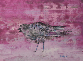 Vogel auf rosa Grund